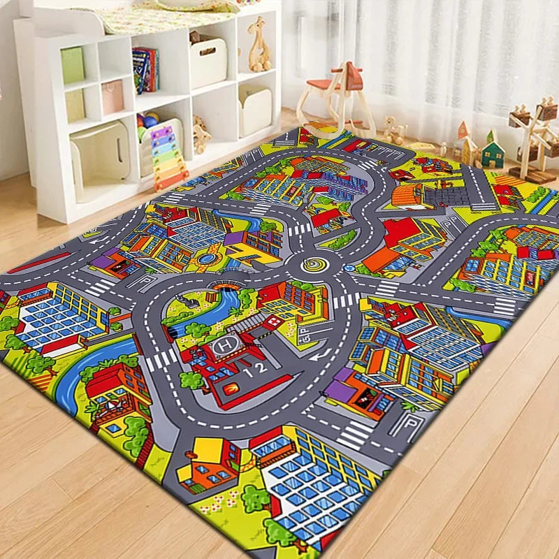 Tapis voiture enfant interactif - Ville miniature et piste de course