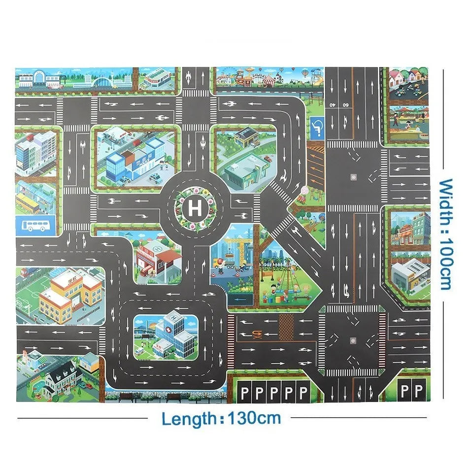 Tapis voiture enfant imperméable - Jeu de circulation et motricité 100x130CM
