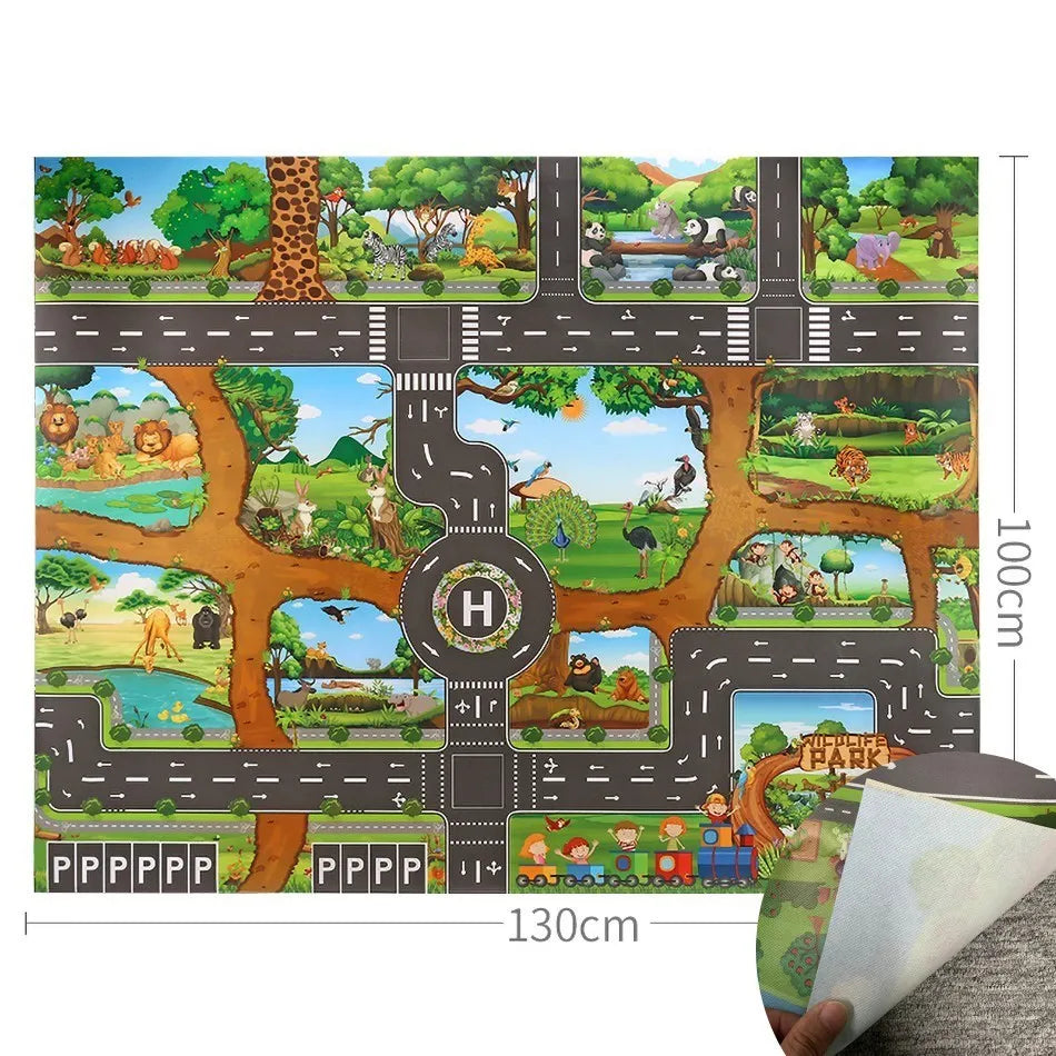 Tapis voiture enfant imperméable - Jeu de circulation et motricité 100x130CM