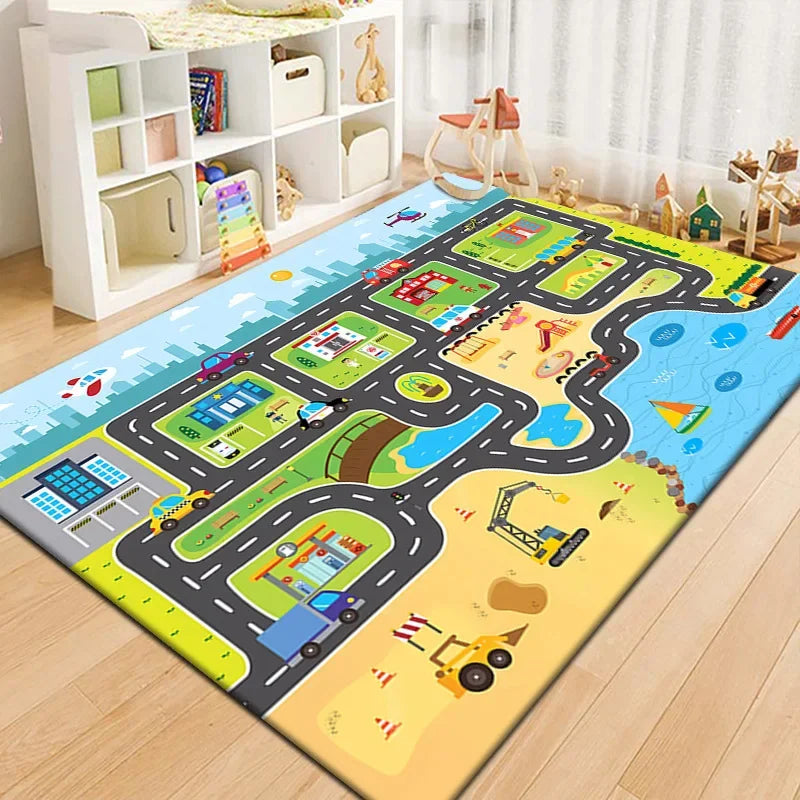 Tapis voiture enfant interactif - Ville miniature et piste de course