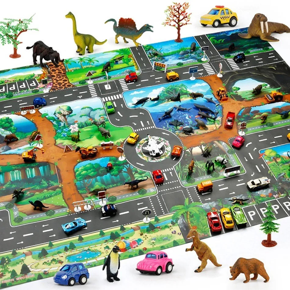 Tapis voiture enfant imperméable - Jeu de circulation et motricité 100x130CM