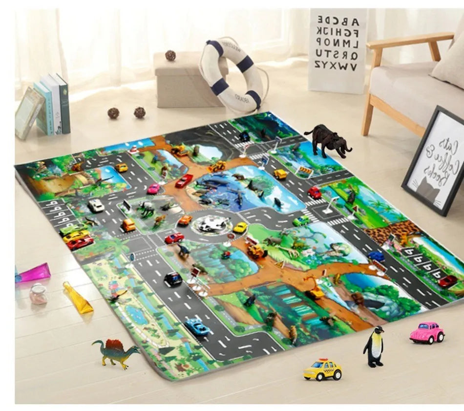 Tapis voiture enfant imperméable - Jeu de circulation et motricité 100x130CM