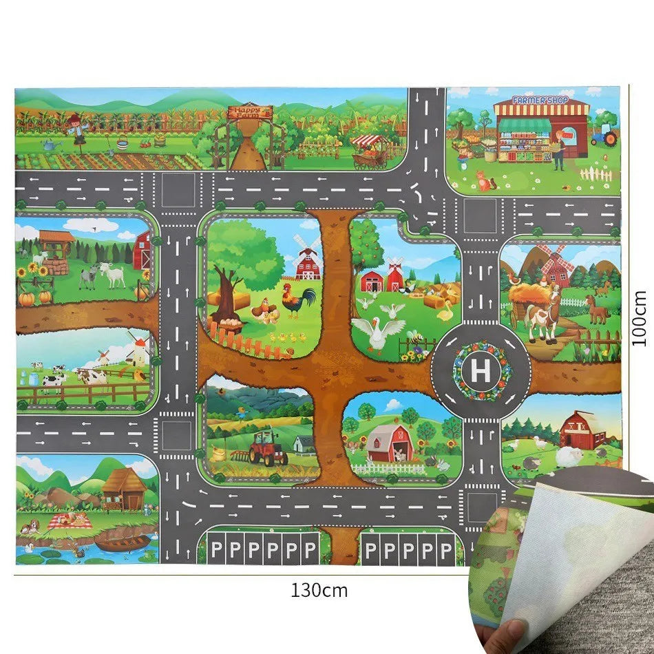 Tapis voiture enfant imperméable - Jeu de circulation et motricité 100x130CM