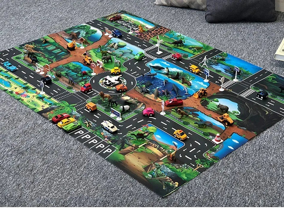 Tapis voiture enfant imperméable - Jeu de circulation et motricité 100x130CM