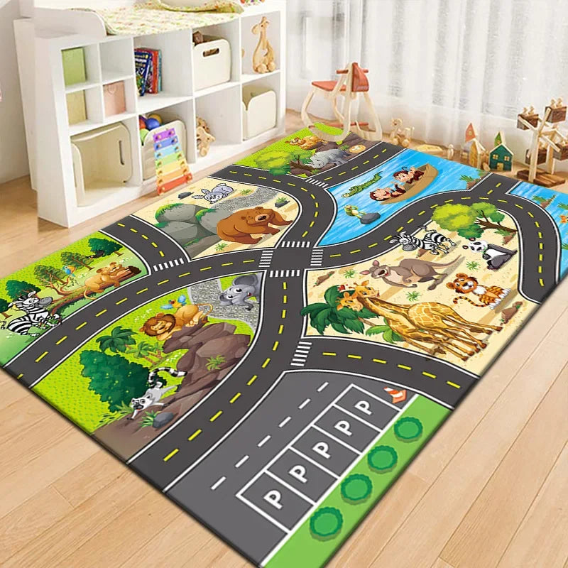 Tapis voiture enfant interactif - Ville miniature et piste de course