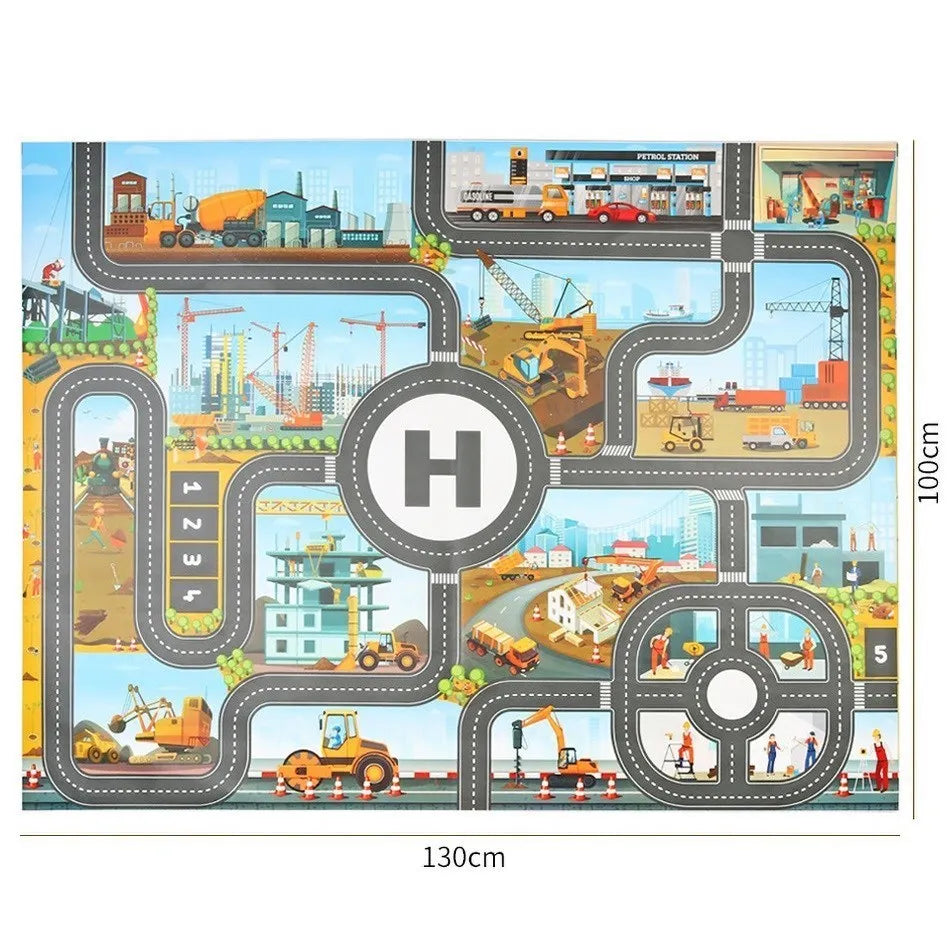 Tapis voiture enfant imperméable - Jeu de circulation et motricité 100x130CM