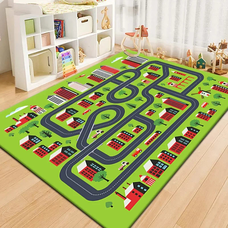 Tapis voiture enfant interactif - Ville miniature et piste de course