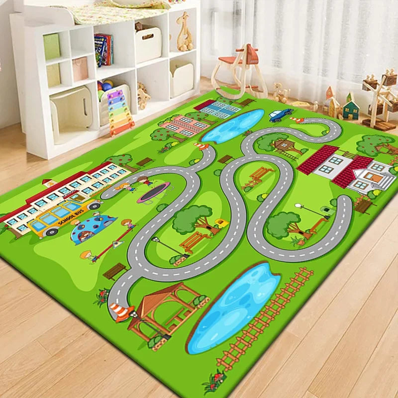 Tapis voiture enfant interactif - Ville miniature et piste de course