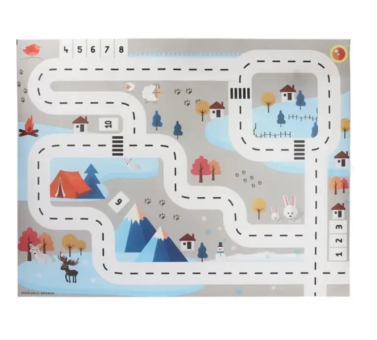 Tapis voiture enfant XXL - Grand tapis routier pour petites voitures - 130x100cm