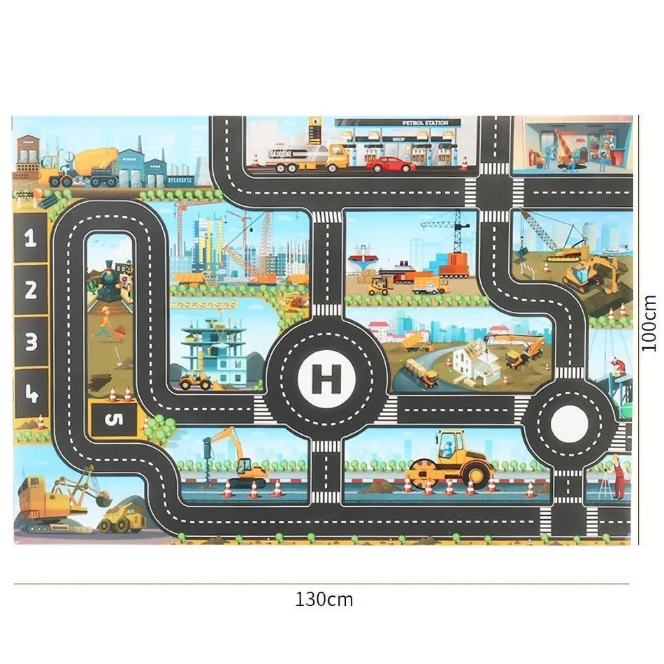 Tapis voiture enfant imperméable - Jeu de circulation et motricité 100x130CM