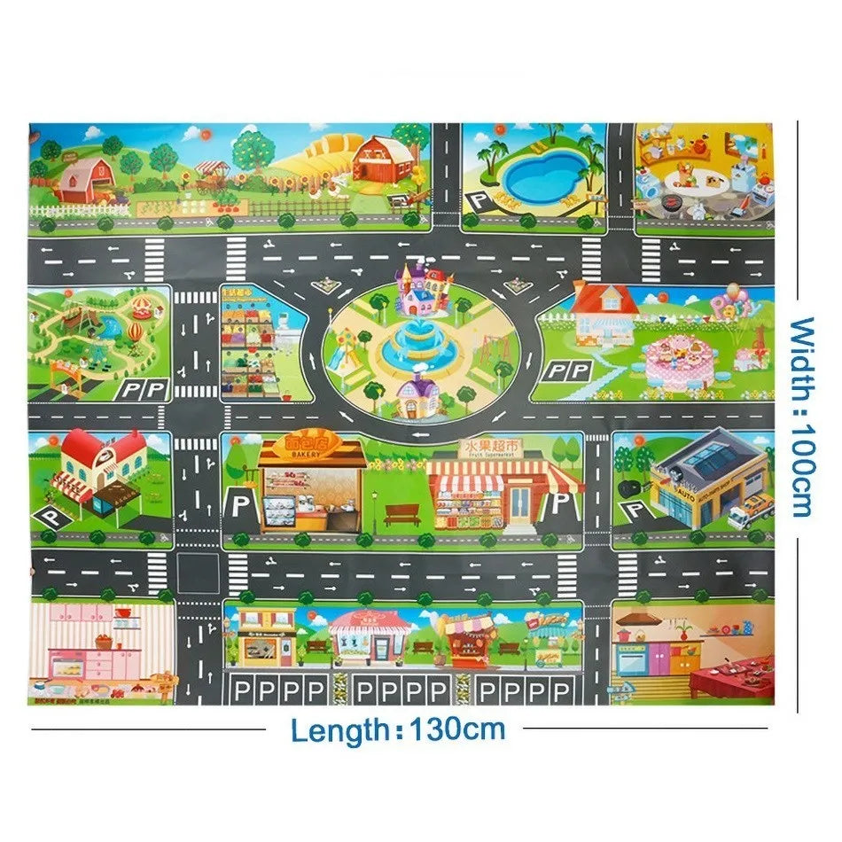 Tapis voiture enfant imperméable - Jeu de circulation et motricité 100x130CM