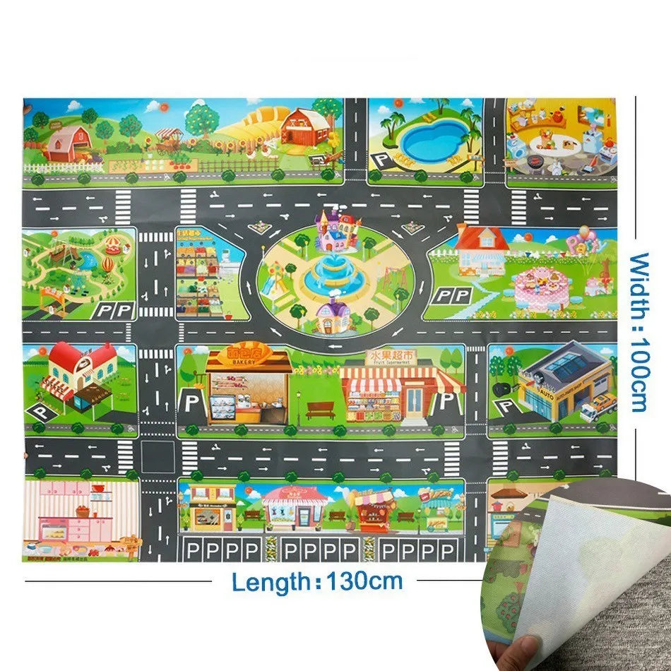 Tapis voiture enfant imperméable - Jeu de circulation et motricité 100x130CM