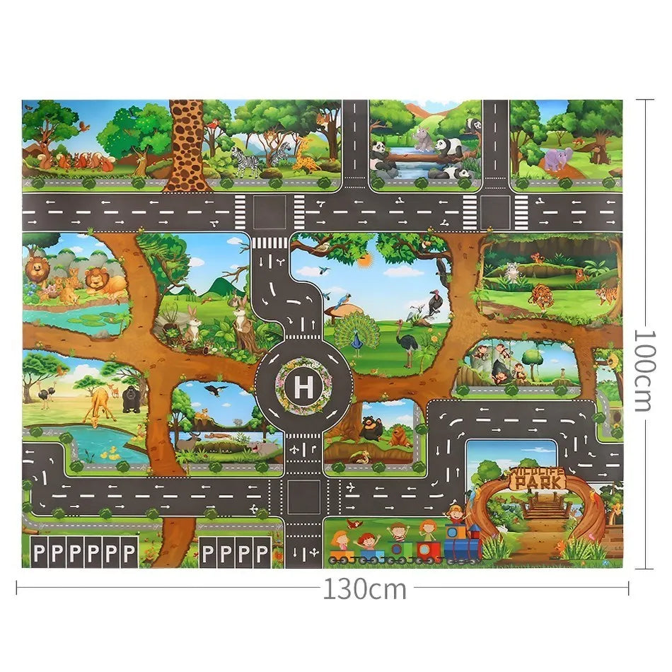 Tapis voiture enfant imperméable - Jeu de circulation et motricité 100x130CM