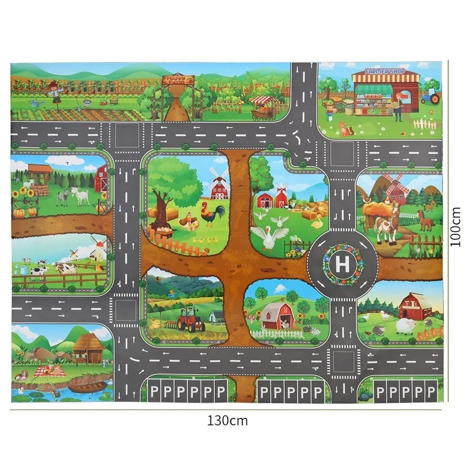 Tapis voiture enfant imperméable - Jeu de circulation et motricité 100x130CM