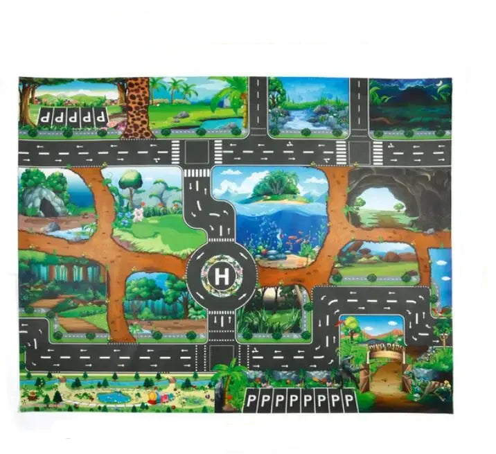 Tapis voiture enfant XXL - Grand tapis routier pour petites voitures - 130x100cm