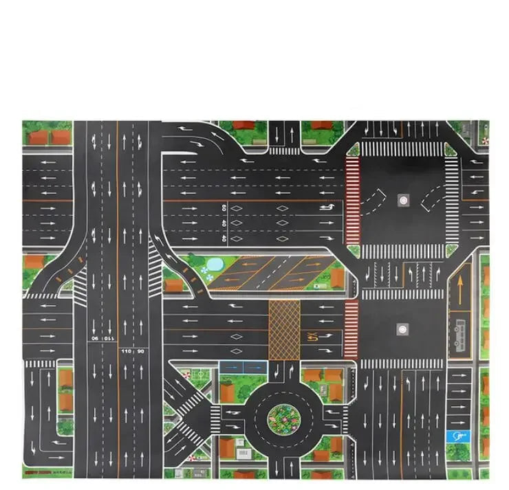 Tapis voiture enfant XXL - Grand tapis routier pour petites voitures - 130x100cm