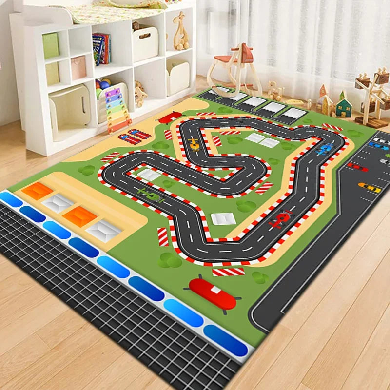Tapis voiture enfant interactif - Ville miniature et piste de course
