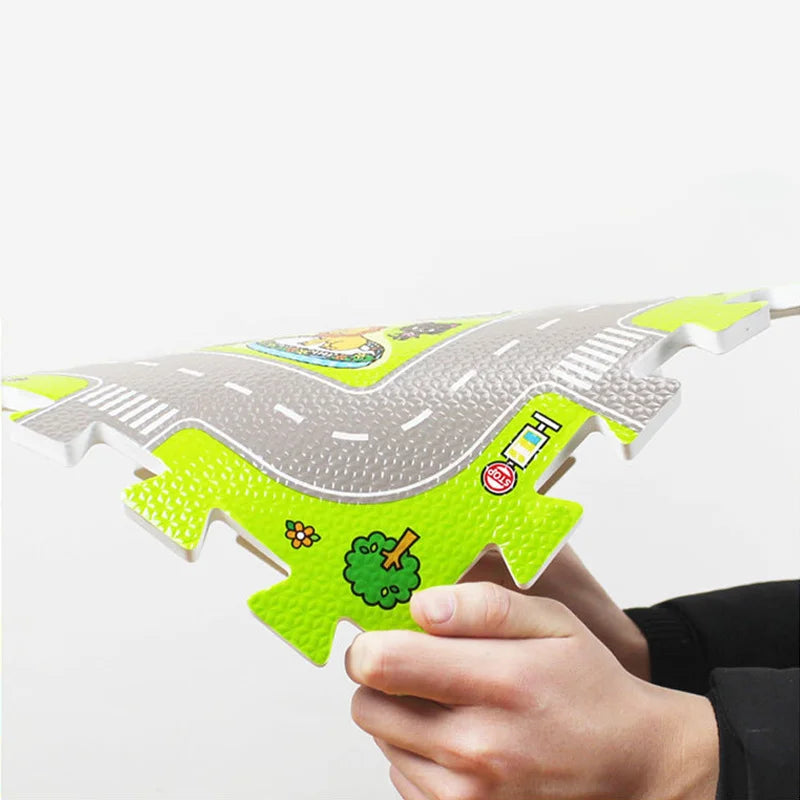 Tapis voiture enfant avec routes - Dalles de Moquette ludique pour jeu éducatif - 9 pièces