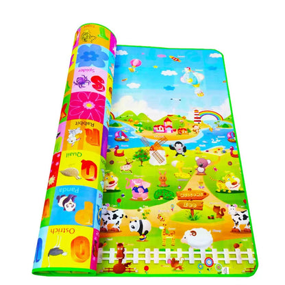 Tapis d'éveil réversible pour bébé, motifs animaux et nature, 180x200 cm.