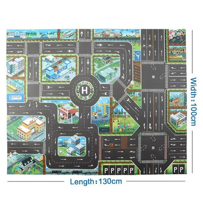 Tapis voiture enfant imperméable - Jeu de circulation et motricité 100x130CM