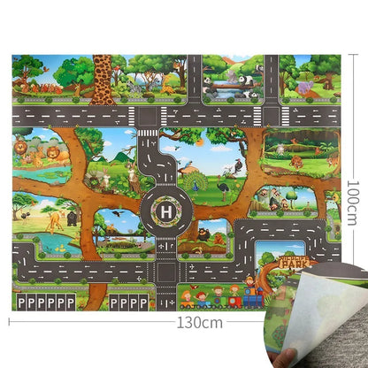 Tapis voiture enfant imperméable - Jeu de circulation et motricité 100x130CM
