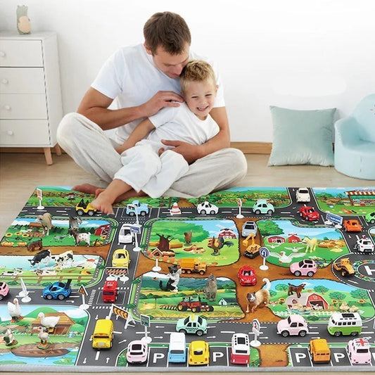 Tapis voiture enfant imperméable - Jeu de circulation et motricité 100x130CM
