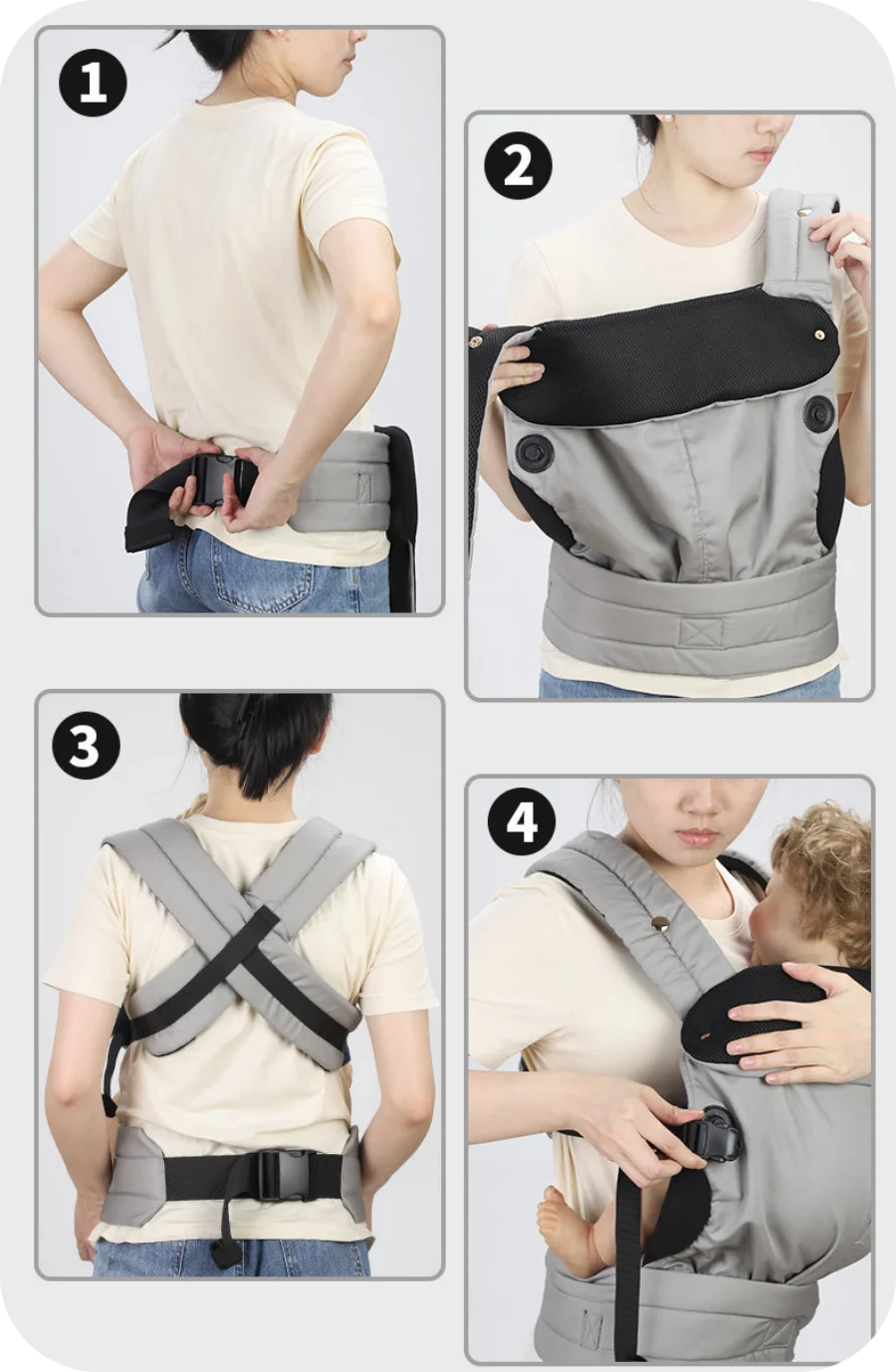 Écharpe Porte-Bébé Évolutive - Confort de Nouveau-Né à Enfant
