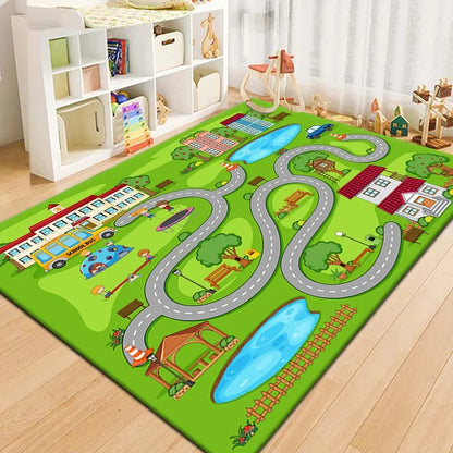 Tapis voiture enfant interactif - Ville miniature et piste de course