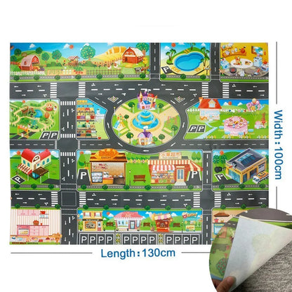 Tapis voiture enfant imperméable - Jeu de circulation et motricité 100x130CM